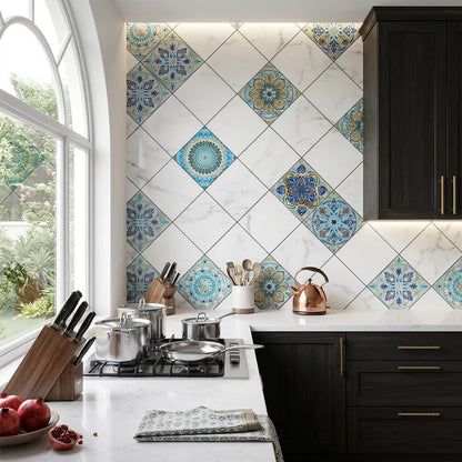 Self-Adhesive Geometric Marble Vinyl Sheet (60x200cm)