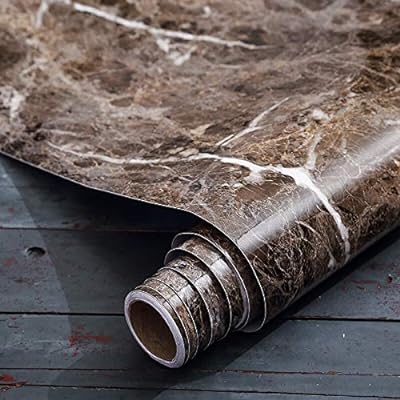 Self Adhesive Brown Marble Sheet for Kitchen - Anti Oil and Heat Resistant Wallpaper