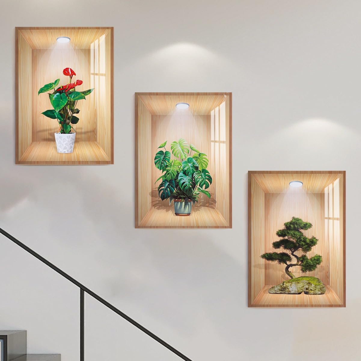 Self Adhesive Wooden Plant Stickers – No Drilling Needed, Home and Wall Decor