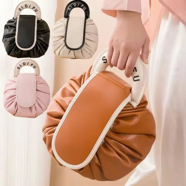 Drawstring Makeup Bag Portable Cosmetic Storage Pouch With Handle