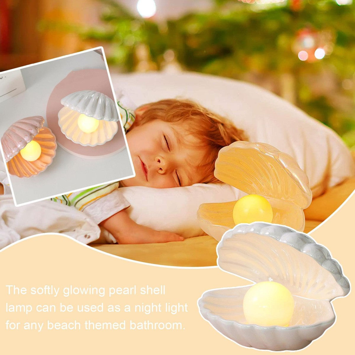 Shell-Shaped Pearl LED Lamp, Home and Living 