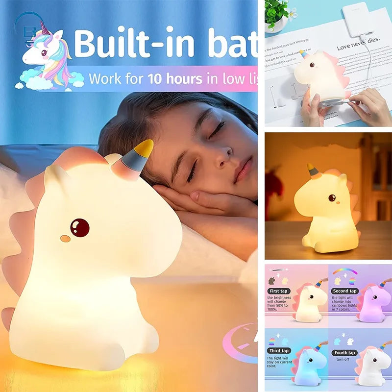 Silicone Unicorn Soft Night Light – Safe for Kids, Home and Living 