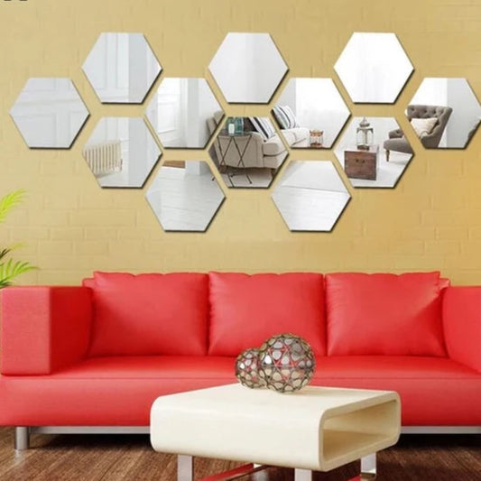 Silver Hexagon Mirror Wall Decor, Home and Wall Decor 