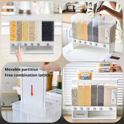 Smart Kitchen Rice & Cereal Dispenser with 6 Slots