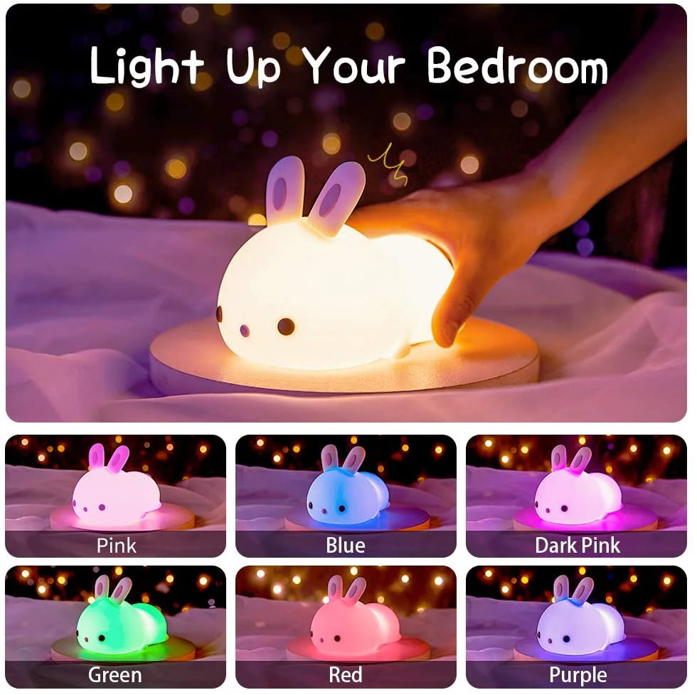 Soft Silicone Rabbit Night Lamp, Home and Living 