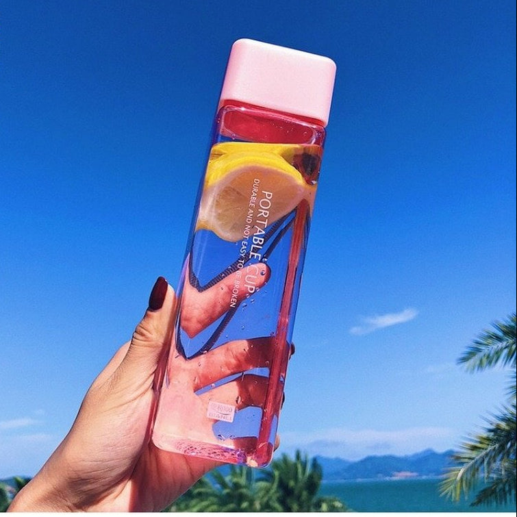 Square Shape Transparent Water Bottle, Home and Living 