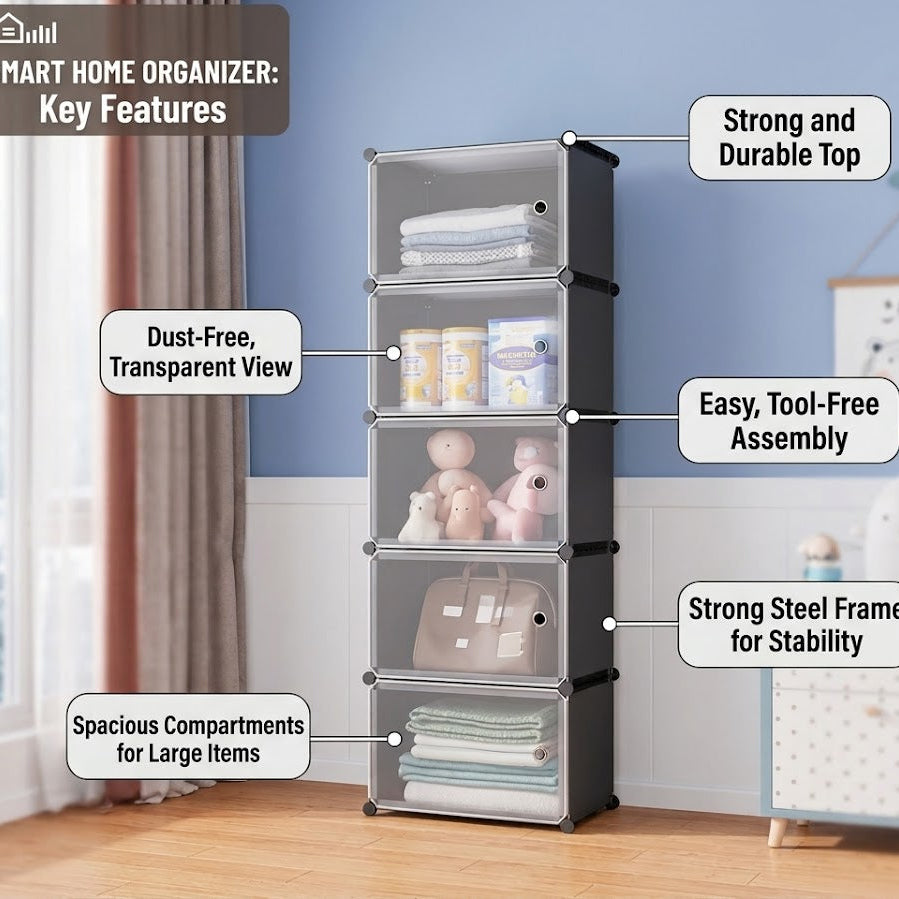 Stackable Closet Organizer with 5 Storage Levels