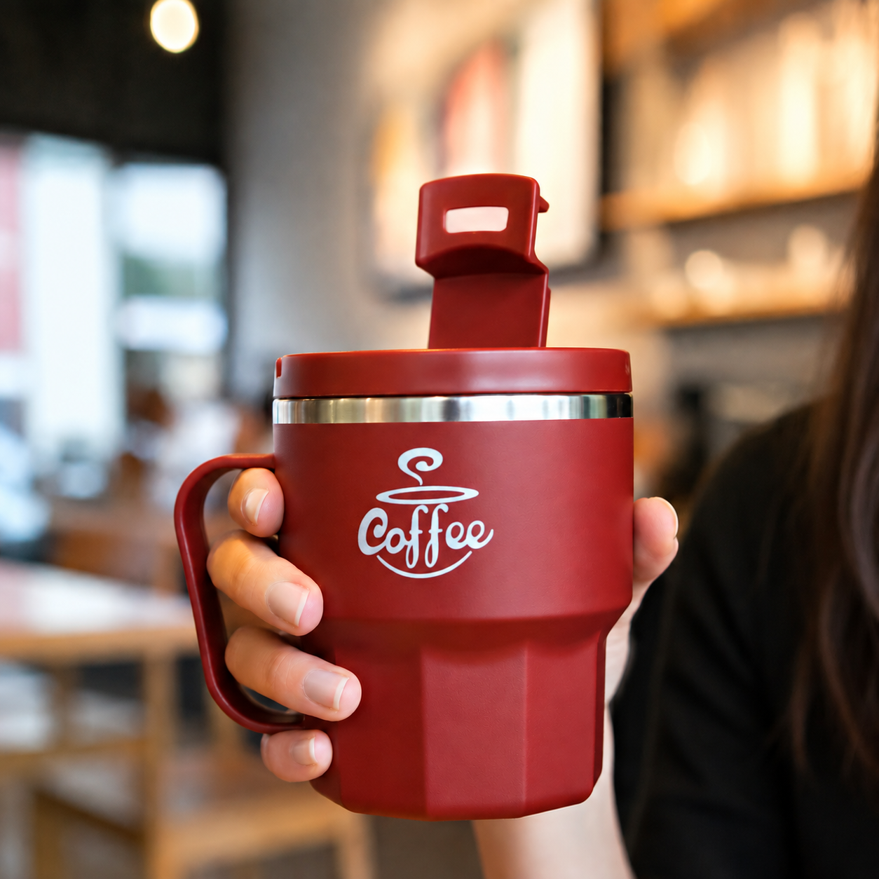 Stainless Steel Coffee Cup With Lid Reusable Mug For Home & Travel