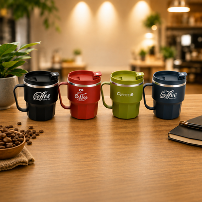 Stainless Steel Coffee Cup With Lid Reusable Mug For Home & Travel