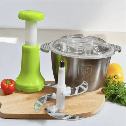 Stainless Steel Food Chopper with 4-Blade Cutting System