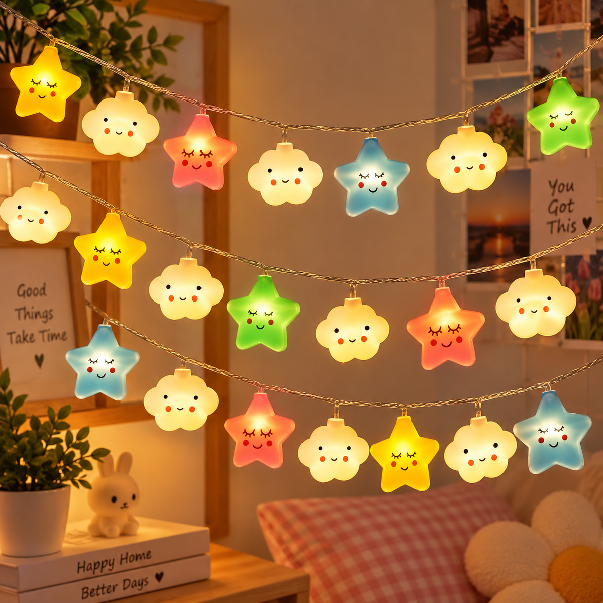Star Shape USB LED Lights – Warm Decorative Fairy String Lights