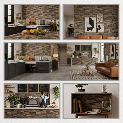 Stone Brick Pattern Wallpaper Roll – Peel Stick (60 × 200cm)