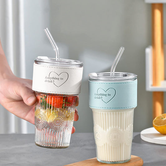 Stylish 600ml Glass Tumbler for Coffee & Juice