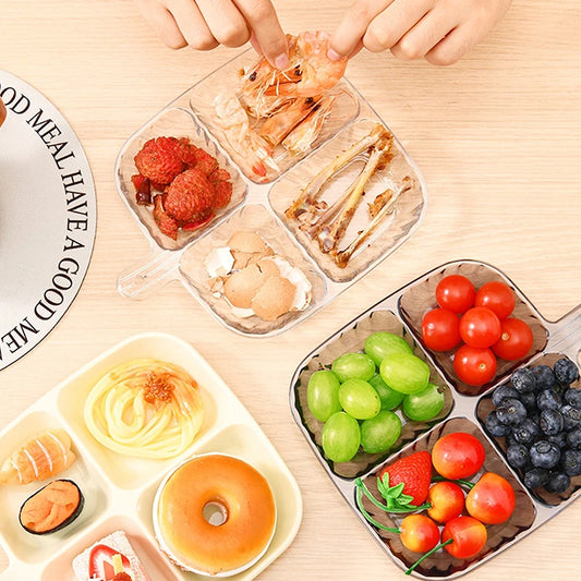 Transparent Plastic 4 Compartment Fruit & Snack Plate