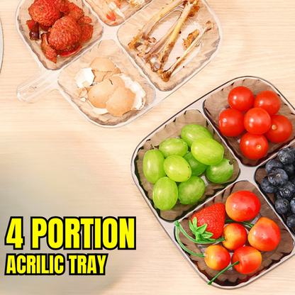 Transparent Plastic 4 Compartment Fruit & Snack Plate