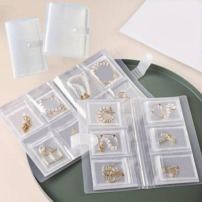 Travel Jewelry Organizer Case – 160-Grid Transparent Storage Book for Jewelry