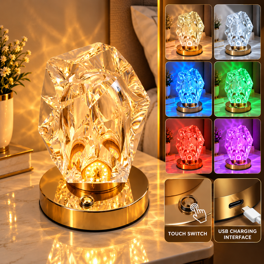 USB Rechargeable Color-Changing Crystal LED Table Lamp