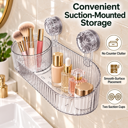 Wall-Mounted Perfume & Skincare Organizer – Space-Saving Storage Basket