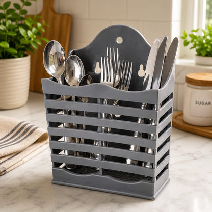 Wall Mounted Plastic Kitchen Cutlery Holder Organizer