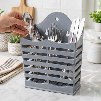 Wall Mounted Plastic Kitchen Cutlery Holder Organizer