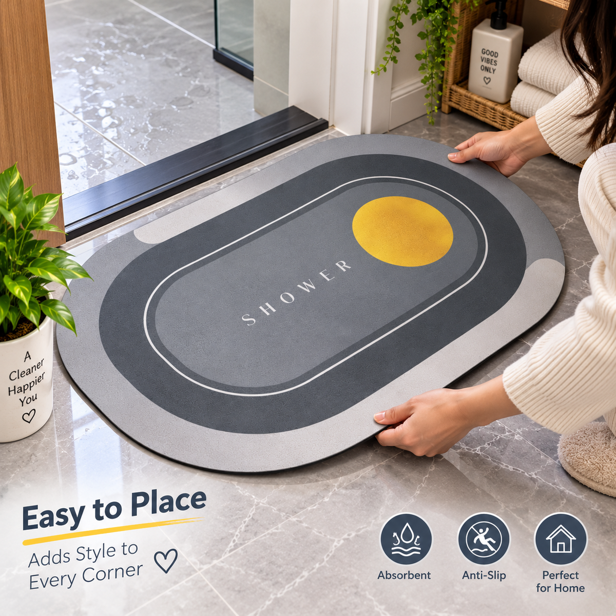 Water Absorbent Floor Mat – Quick-Dry Anti-Slip Mat for Clean & Dry Floors