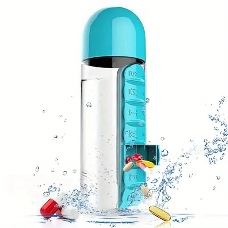 Water Bottle with Integrated Pill Organizer, Home and Living 