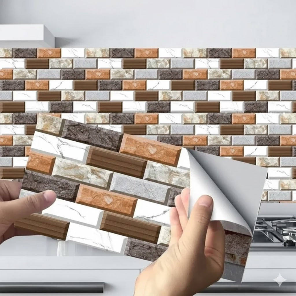 Waterproof Mosaic Style Tile Stickers, Home and Wall Decor 