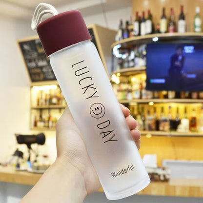 Stylish 400ML Glass Bottle – Reusable Drinking Bottle with Portable Strap