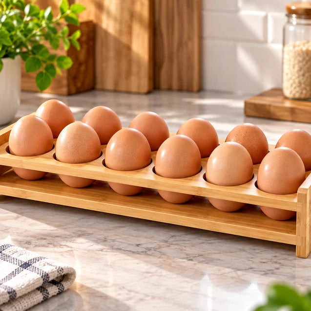 Wooden Egg Storage Tray – 12-Slot Egg Organizer for Kitchen