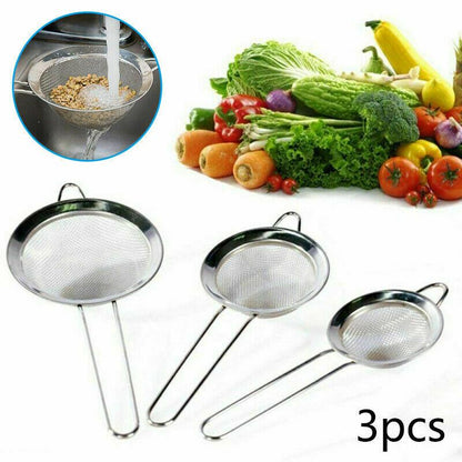 Pack of 3 Steel Mesh Tea Strainer