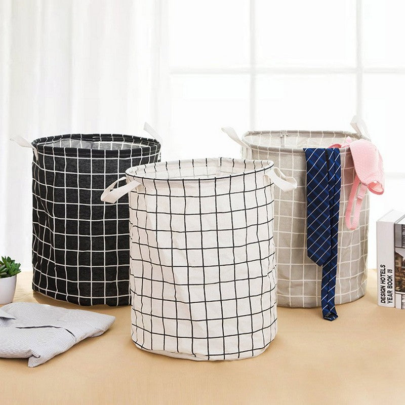 Folding Fabric Laundry Basket(Random Colour/Design)