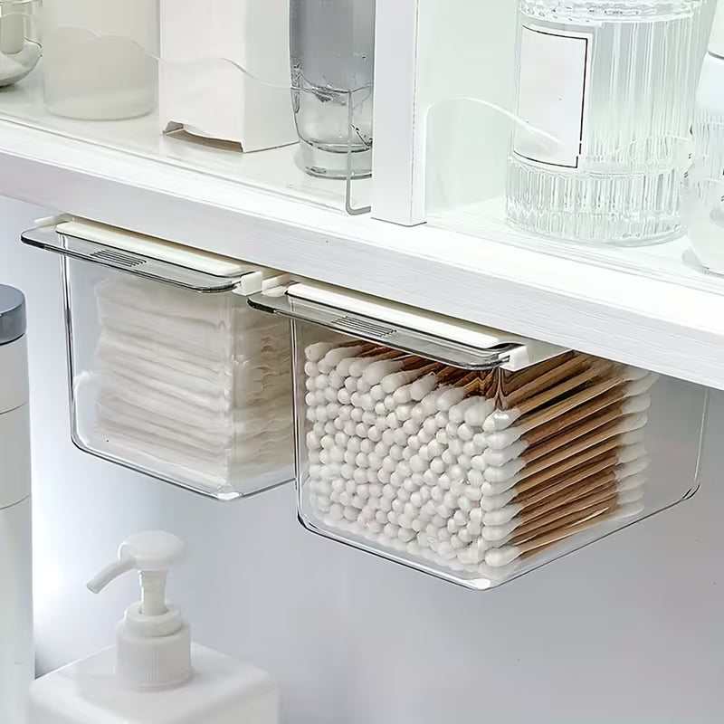 Wall Free Under Shelf Bathroom Organizer Space Saving Storage Box