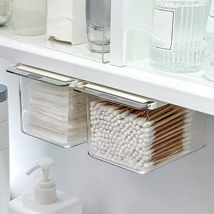 Wall Free Under Shelf Bathroom Organizer Space Saving Storage Box