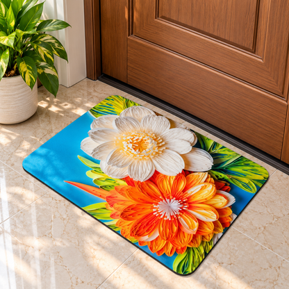 3D Flower Design Door Mat Vibrant Floral Floor Rug (22x15Inch)