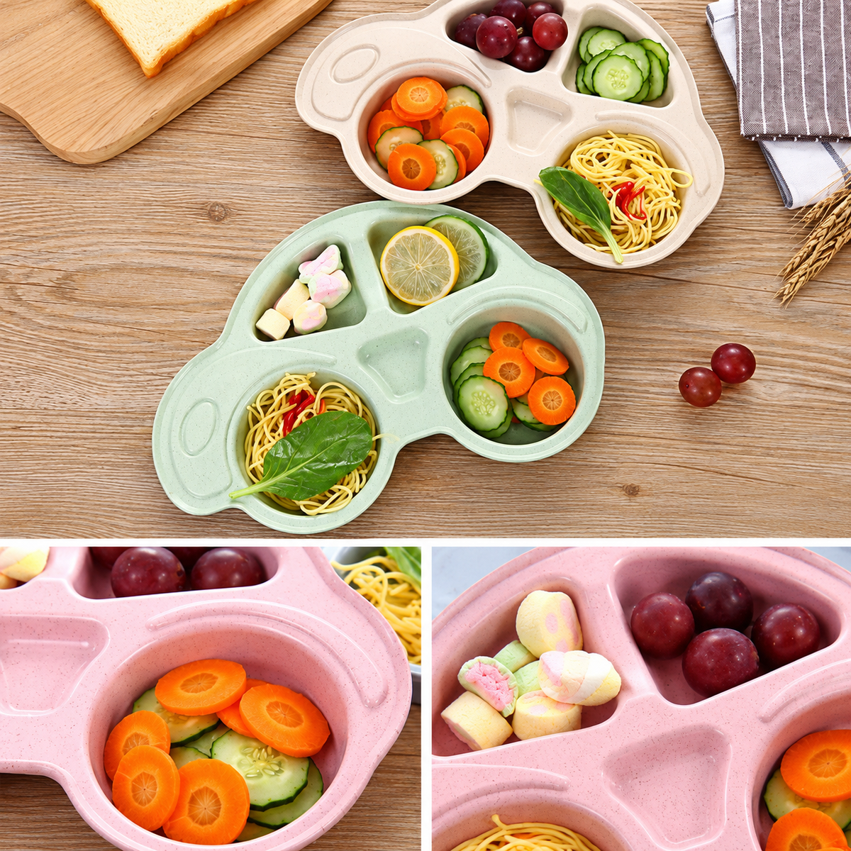 Cartoon Car Kids Plate Divided Meal Tray For Toddlers