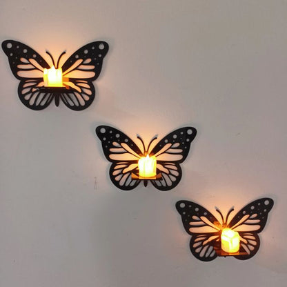 3-Piece Wooden Butterfly Art Collection (Without Candle)