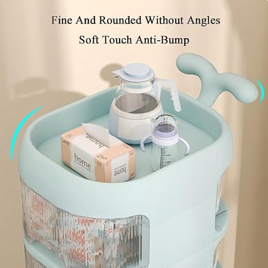 Rolling Nursery Storage Cart for Baby Supplies – 4 Layer Design