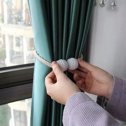 1 Pair Magnetic Pearl Ball Curtains Tieback Rope