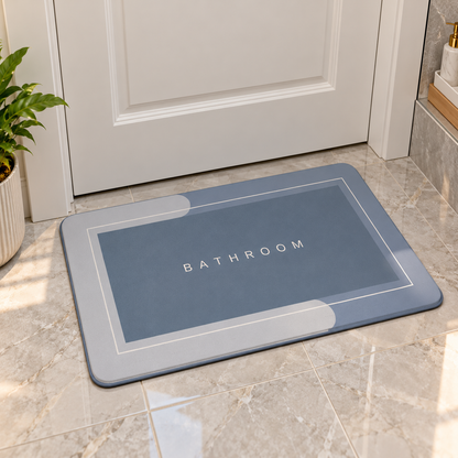 Bathroom Floor Rug Minimalist Blue & Grey Design (22x15Inch)