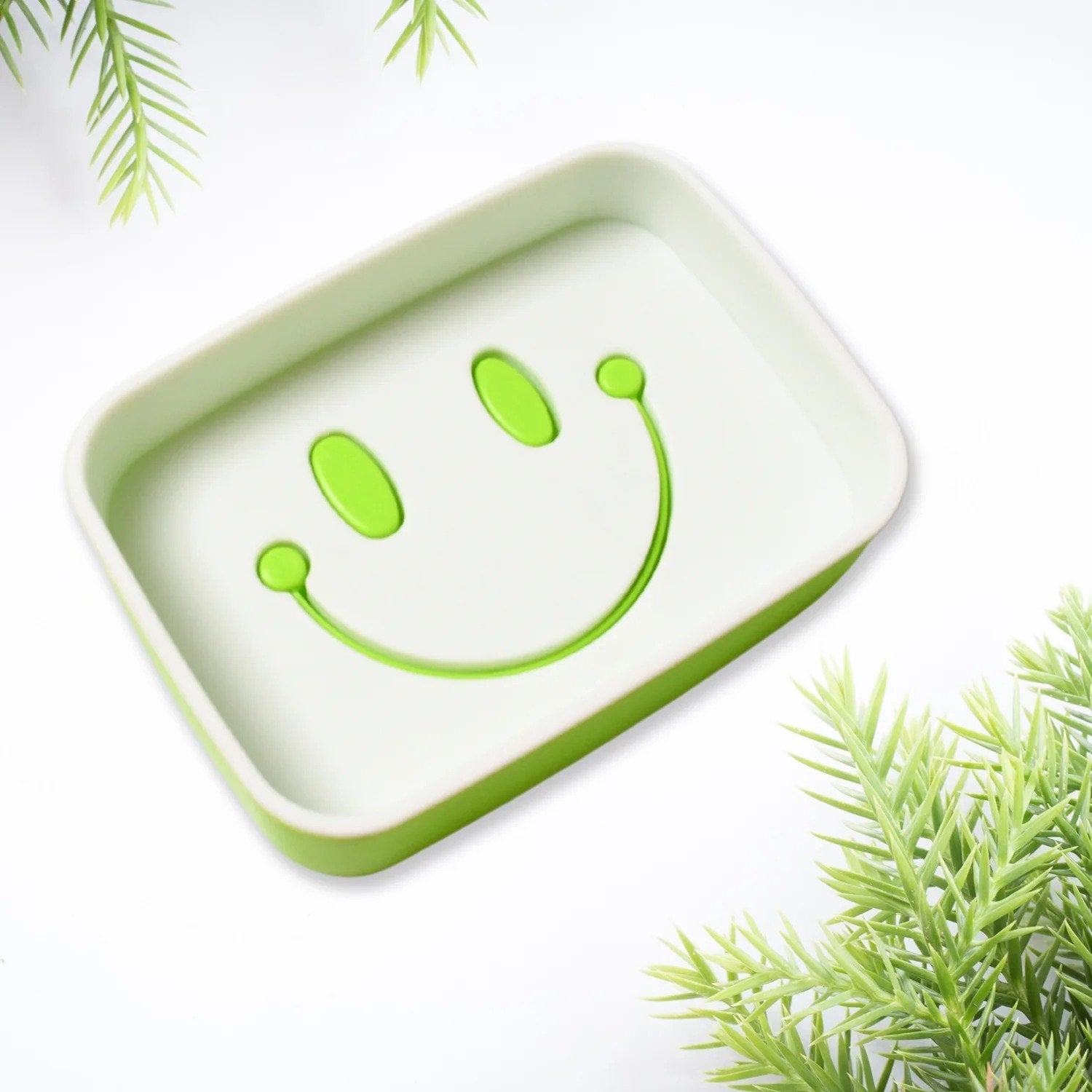 1Pcs Double Layer Smiley Soap Holder Tray 