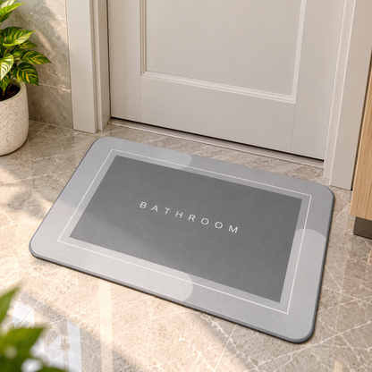 Grey Printed Bathroom Rug Stylish Bath Floor Mat (22x15Inch)