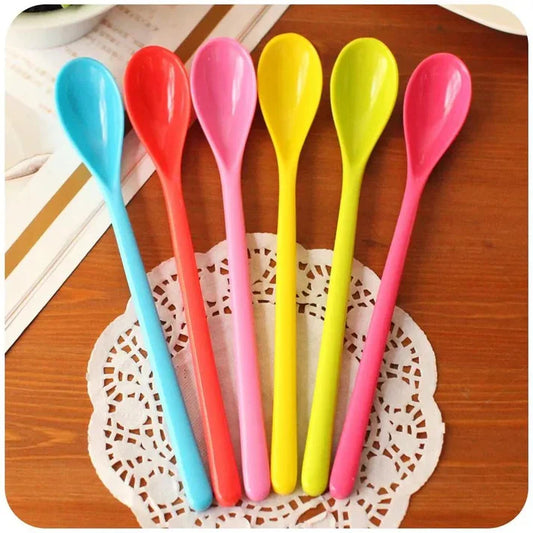 Pack of 6 Long Grip Plastic Spoons