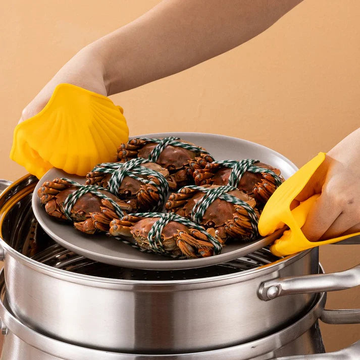 Heat-Resistant Silicone Seashell Pot Gloves