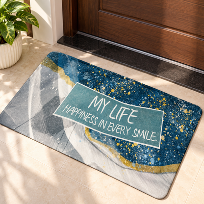 My Life Happiness Printed Door Mat Decorative Entrance Rug (22x15Inch)