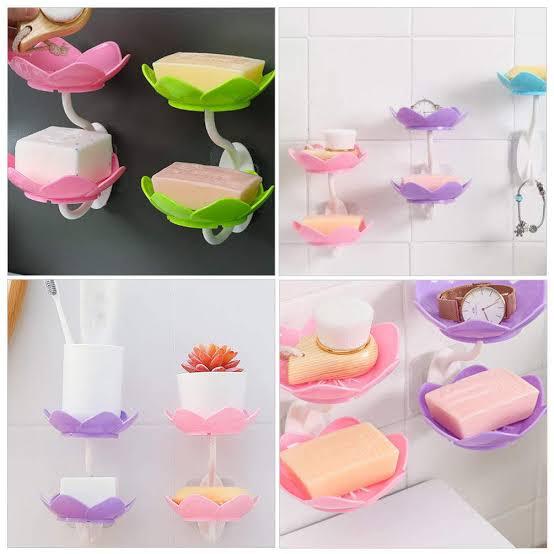 Elegant Double Deck Lotus Soap Dish Organizer