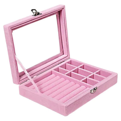 Jewelry Storage Case with Glass Cover