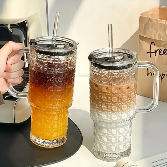 lass Tumbler with Straw – Great for Juice, Home and Living 