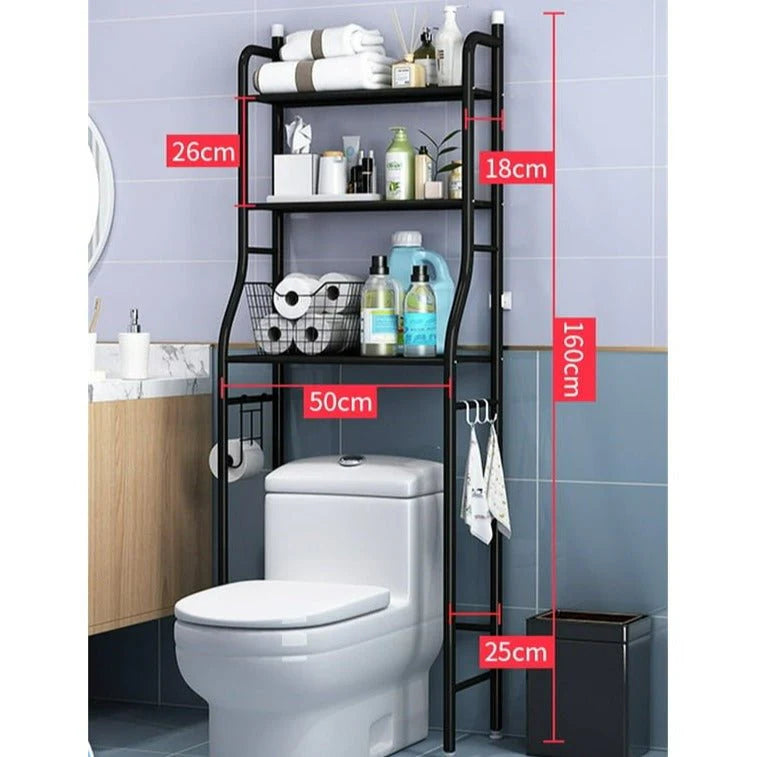 Bathroom Floor Shelf with Rust-Resistant Metal Frame