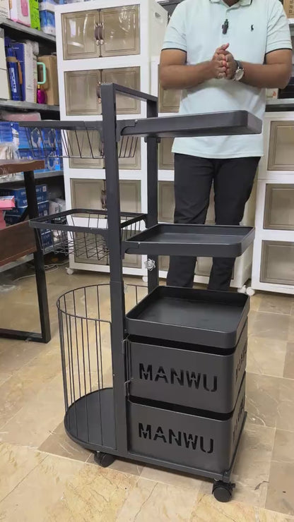 Multi Functional Pot Rack Kitchen Basket Trolley