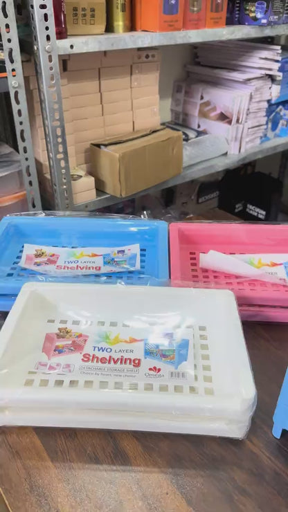 Dual-Level Plastic Storage Organizer